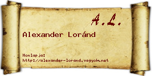 Alexander Loránd névjegykártya